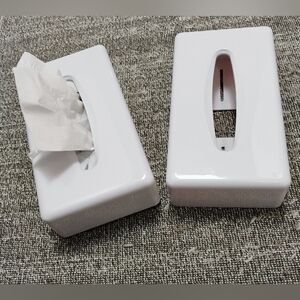White Rectangle Tissue Box Covers - Set of 2